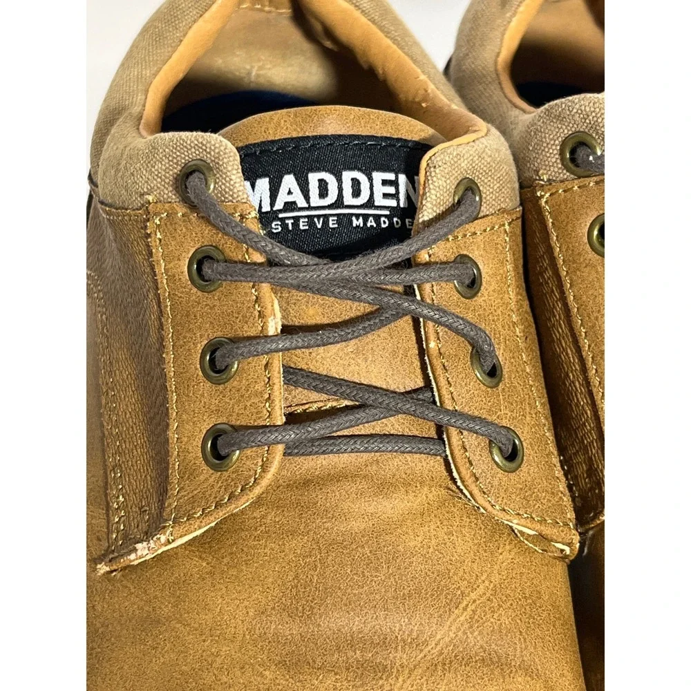 Steve Madden Madden M-LOOU Tan Brown Faux Leather Oxford Shoes Mens‎ 9.5M